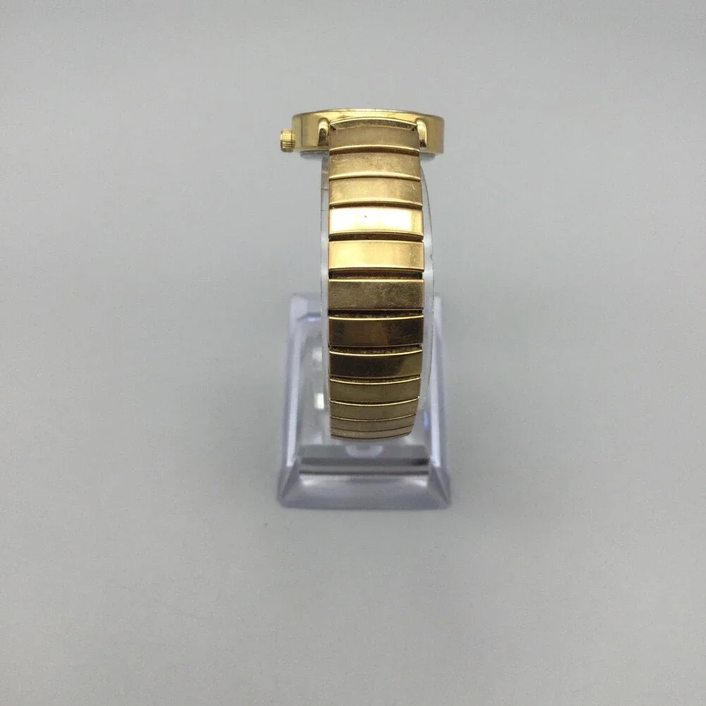 DMQ Womens Watch 24mm MOP Dial Gold Tone Crystals Stretch Band New Battery